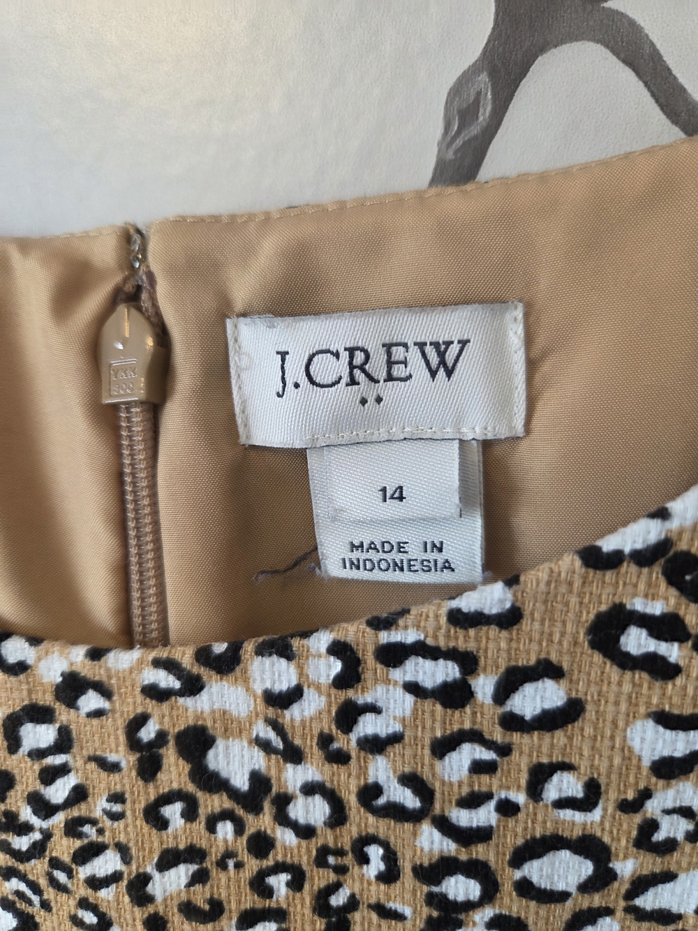 J. Crew Women's Sleeveless Leopard Print Shift Dress in Tan Size 14 - Picture 3 of 8